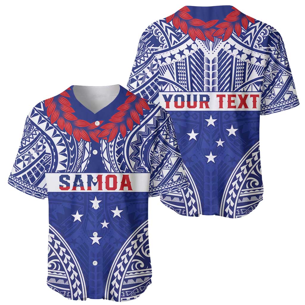 Personalised Toa Samoa Rugby Spirit Baseball Jersey Blue Samoan Tribal Pattern LT9 - Polynesian Pride