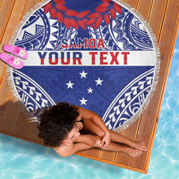 Personalised Toa Samoa Rugby Spirit Beach Blanket Blue Samoan Tribal Pattern LT9 - Polynesian Pride