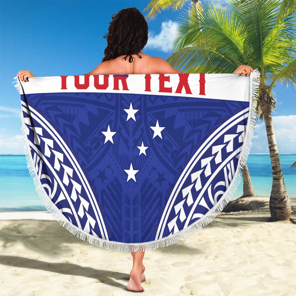 Personalised Toa Samoa Rugby Spirit Beach Blanket Blue Samoan Tribal Pattern LT9 - Polynesian Pride