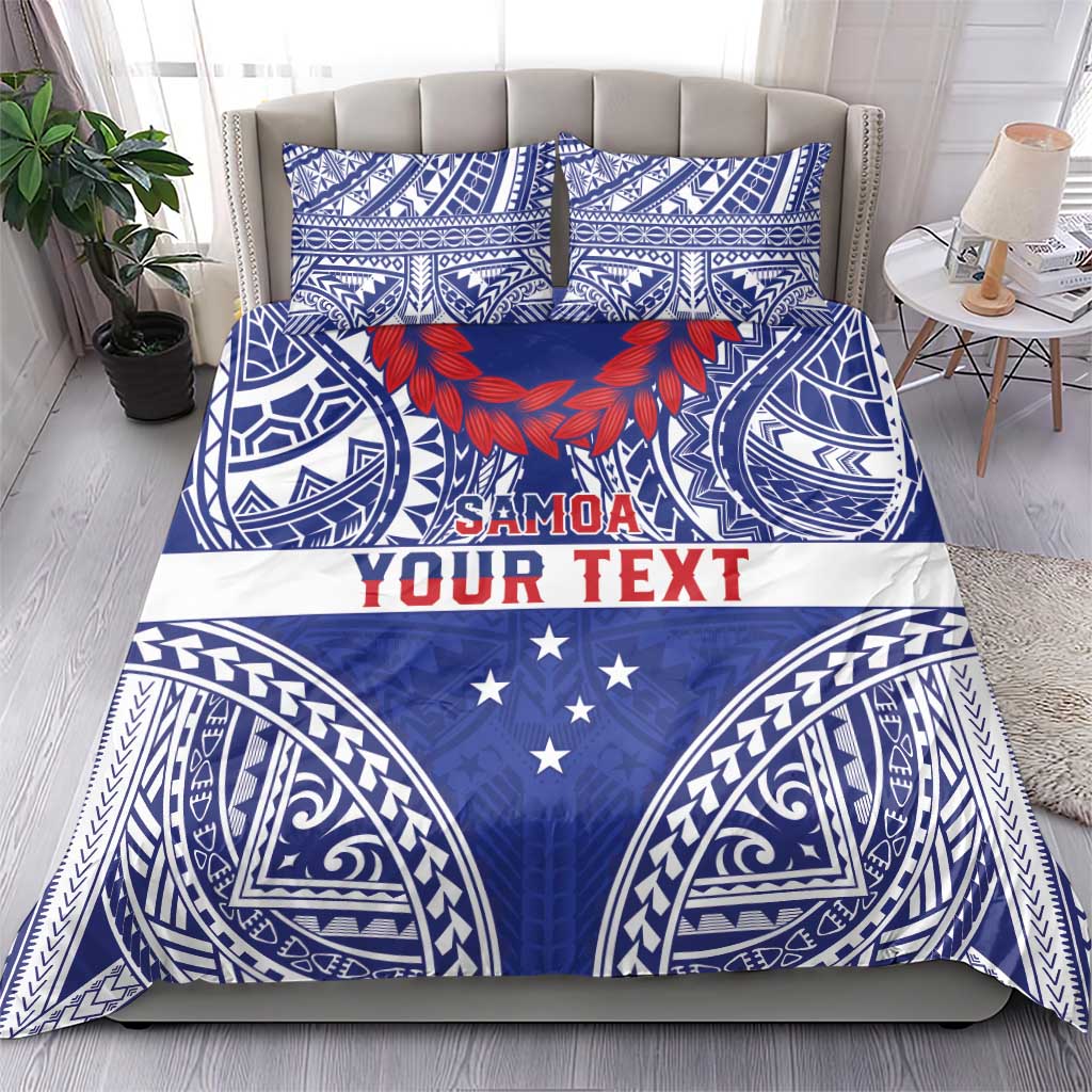 Personalised Toa Samoa Rugby Spirit Bedding Set Blue Samoan Tribal Pattern LT9 - Polynesian Pride