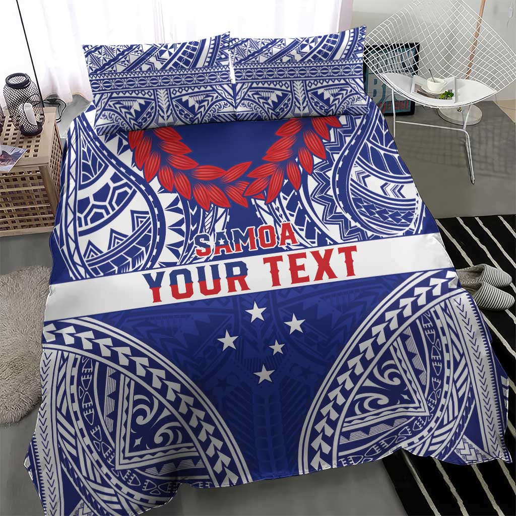 Personalised Toa Samoa Rugby Spirit Bedding Set Blue Samoan Tribal Pattern LT9 - Polynesian Pride