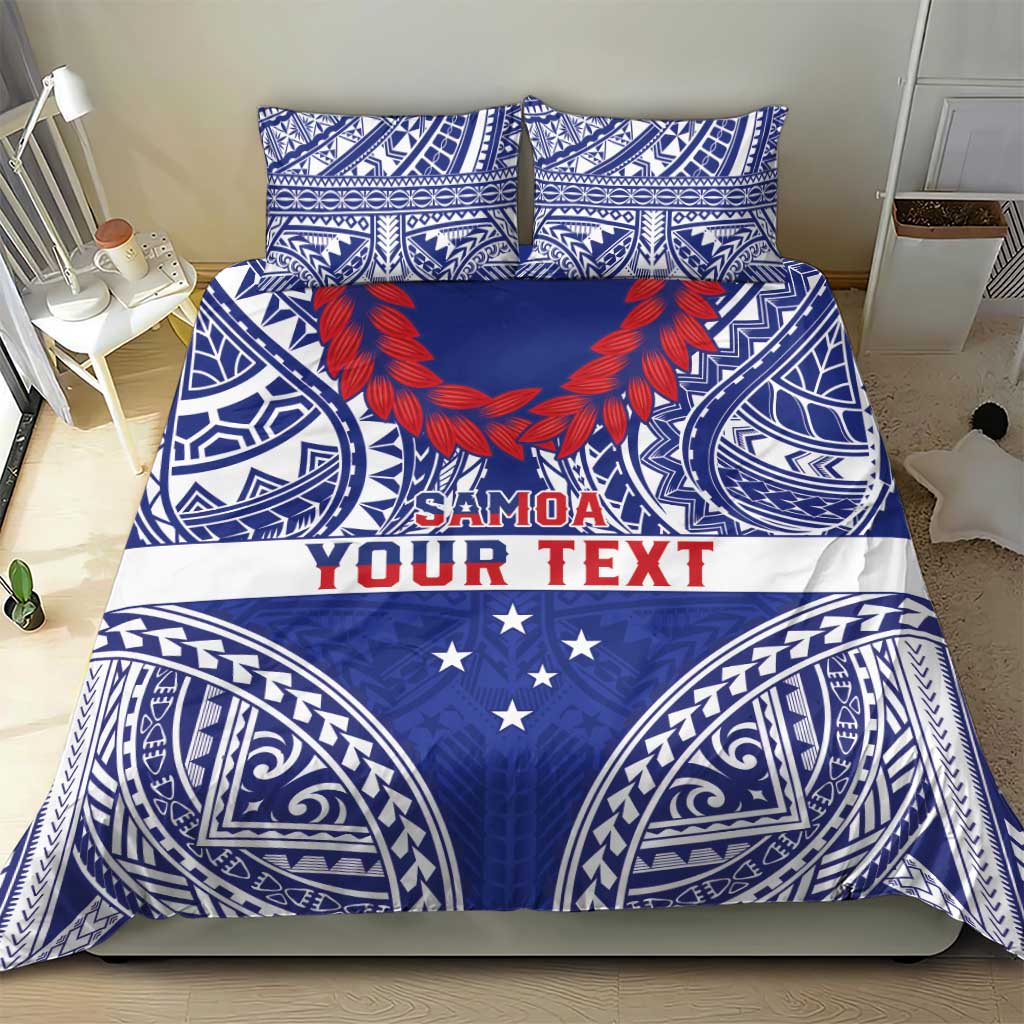 Personalised Toa Samoa Rugby Spirit Bedding Set Blue Samoan Tribal Pattern LT9 - Polynesian Pride