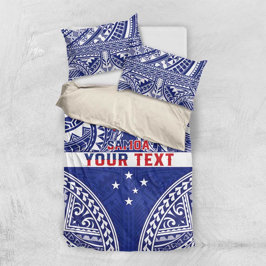 Personalised Toa Samoa Rugby Spirit Bedding Set Blue Samoan Tribal Pattern LT9 US Twin 172cm x 218cm Blue - Polynesian Pride