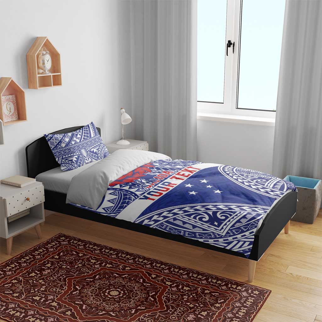 Personalised Toa Samoa Rugby Spirit Bedding Set Blue Samoan Tribal Pattern LT9 - Polynesian Pride