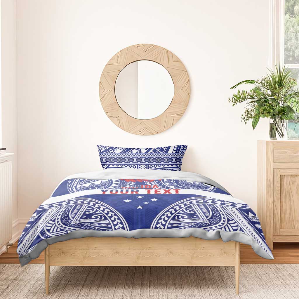 Personalised Toa Samoa Rugby Spirit Bedding Set Blue Samoan Tribal Pattern LT9 - Polynesian Pride