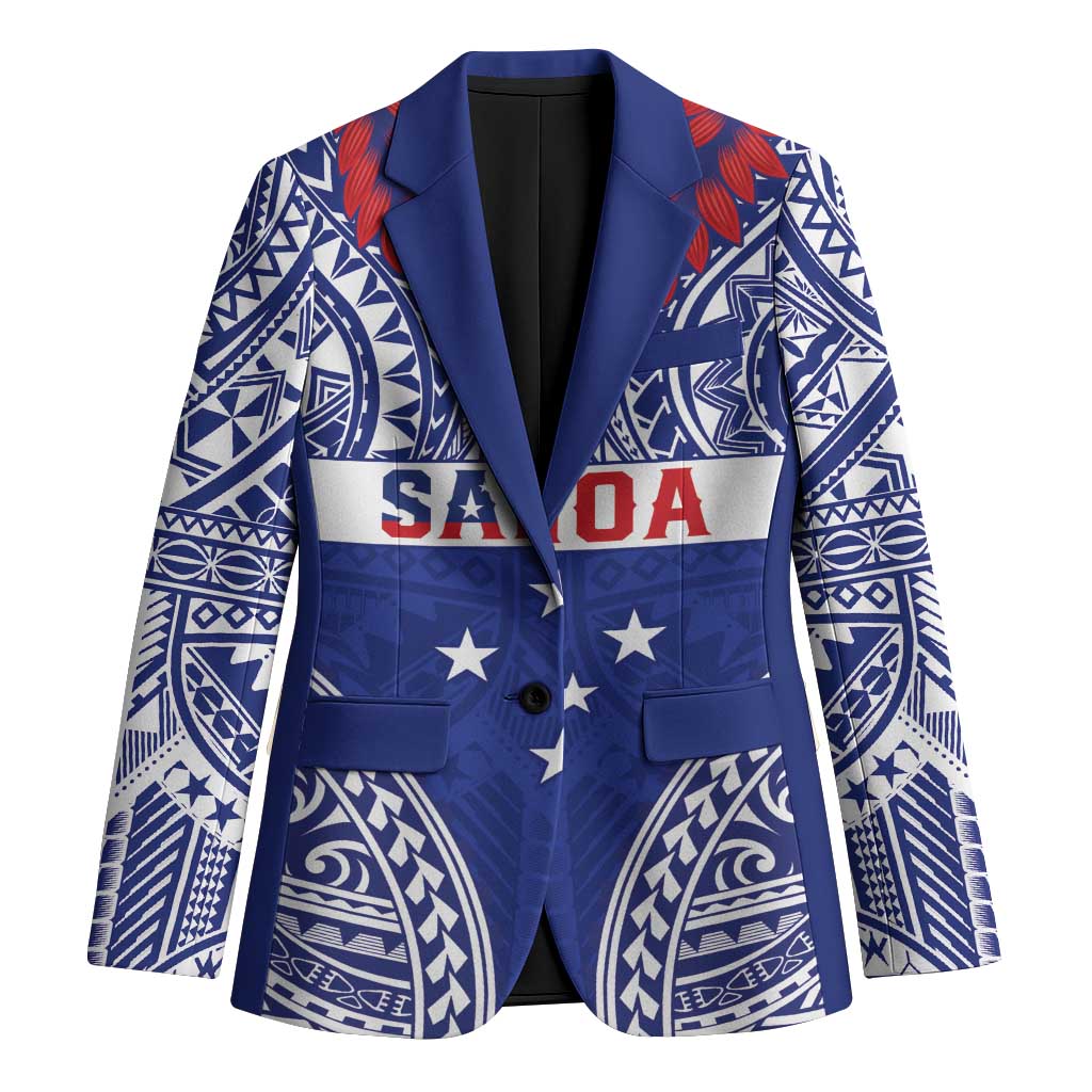 Personalised Toa Samoa Rugby Spirit Blazer Blue Samoan Tribal Pattern LT9 Unisex Blue - Polynesian Pride