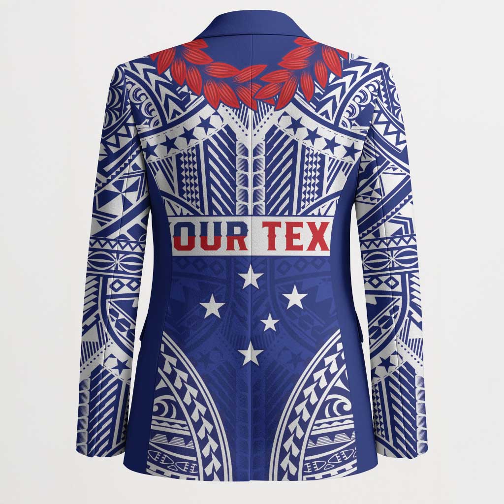 Personalised Toa Samoa Rugby Spirit Blazer Blue Samoan Tribal Pattern LT9 - Polynesian Pride
