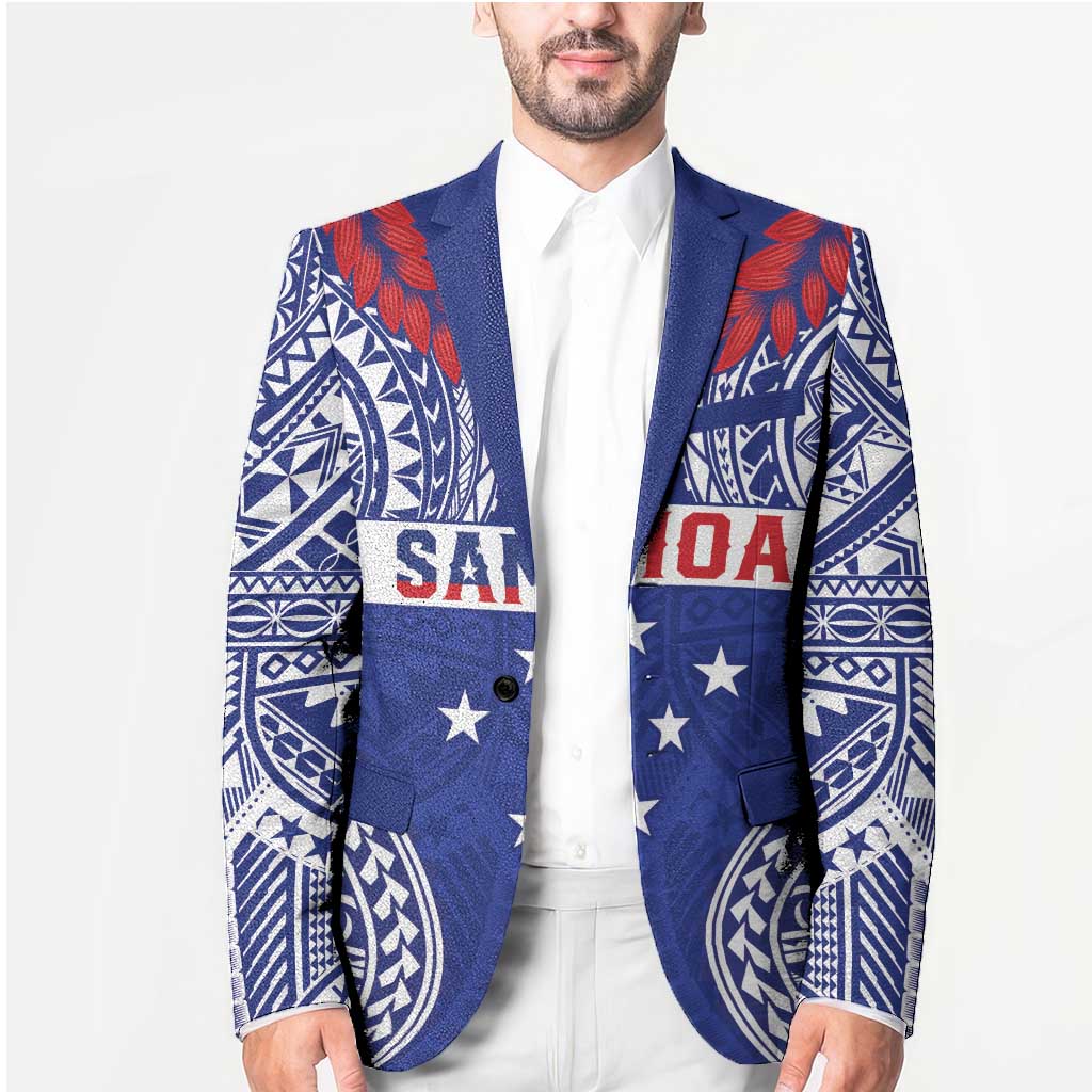 Personalised Toa Samoa Rugby Spirit Blazer Blue Samoan Tribal Pattern LT9 - Polynesian Pride