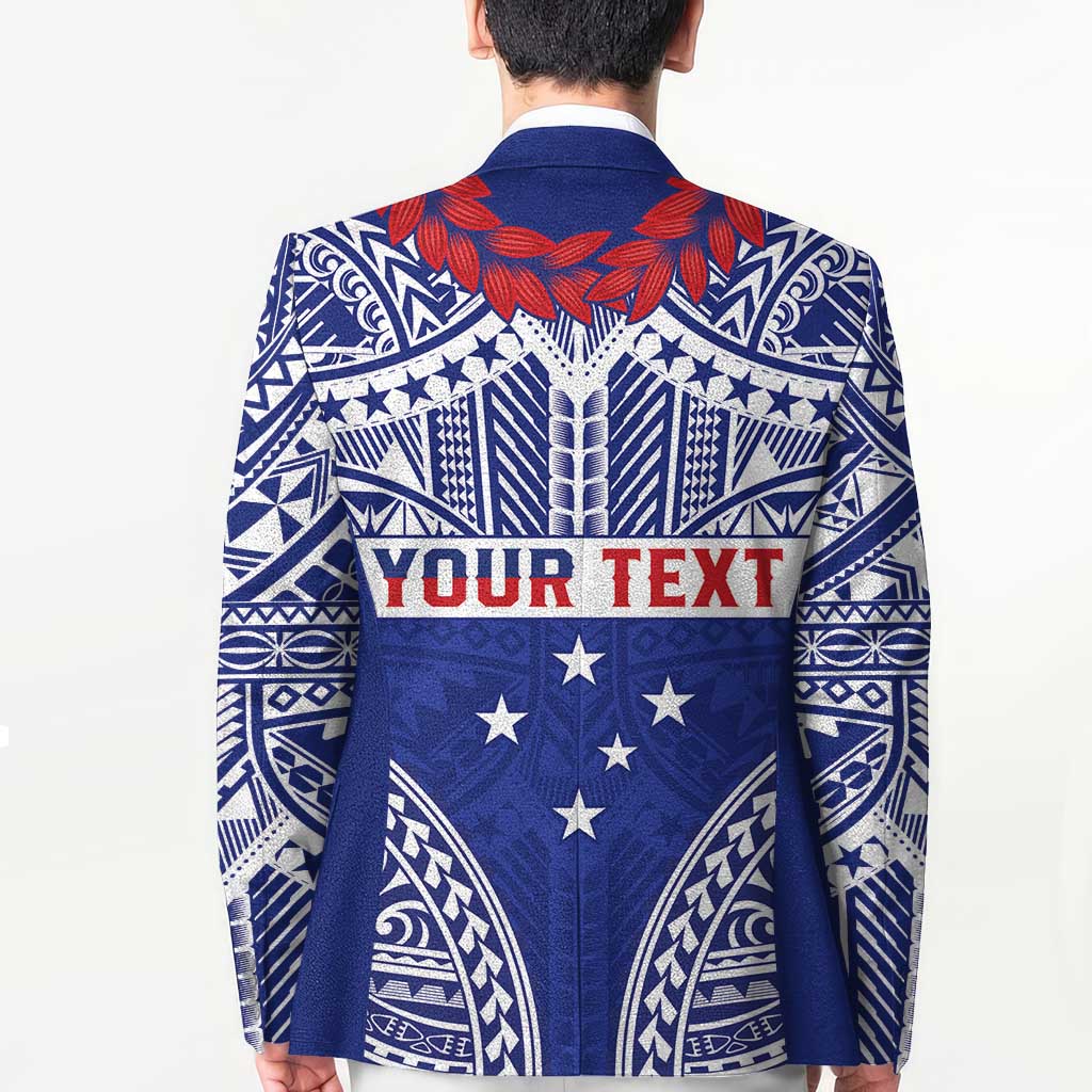 Personalised Toa Samoa Rugby Spirit Blazer Blue Samoan Tribal Pattern LT9 - Polynesian Pride
