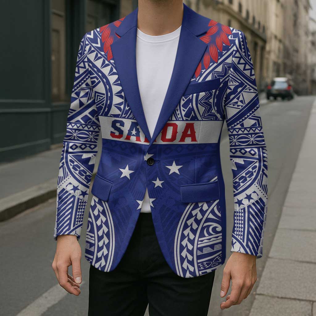 Personalised Toa Samoa Rugby Spirit Blazer Blue Samoan Tribal Pattern LT9 - Polynesian Pride