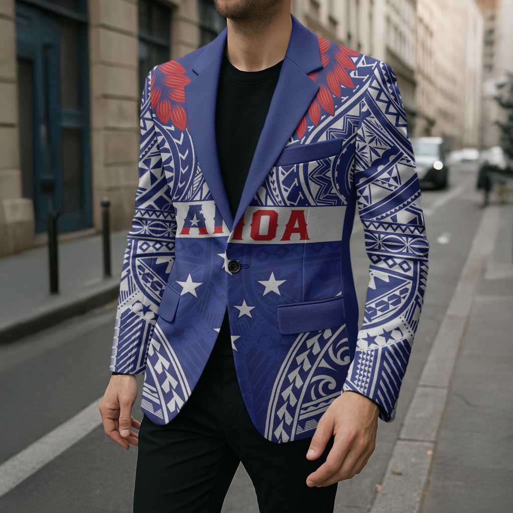 Personalised Toa Samoa Rugby Spirit Blazer Blue Samoan Tribal Pattern LT9 - Polynesian Pride