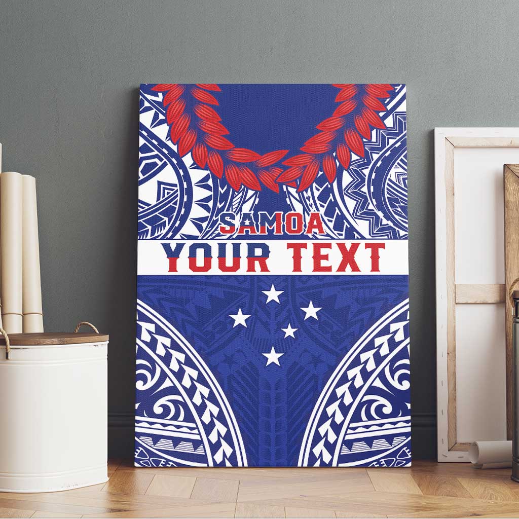 Personalised Toa Samoa Rugby Spirit Canvas Wall Art Blue Samoan Tribal Pattern - Polynesian Pride