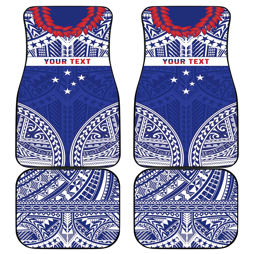 Personalised Toa Samoa Rugby Spirit Car Mats Blue Samoan Tribal Pattern - Polynesian Pride