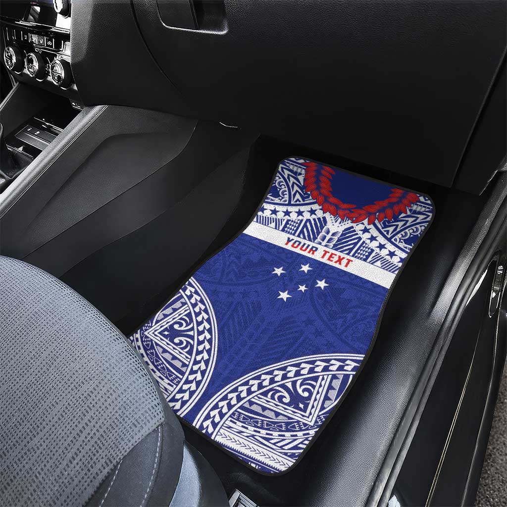 Personalised Toa Samoa Rugby Spirit Car Mats Blue Samoan Tribal Pattern - Polynesian Pride