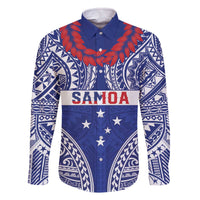Personalised Toa Samoa Rugby Spirit Family Matching Off The Shoulder Long Sleeve Dress and Hawaiian Shirt Blue Samoan Tribal Pattern - Polynesian Pride