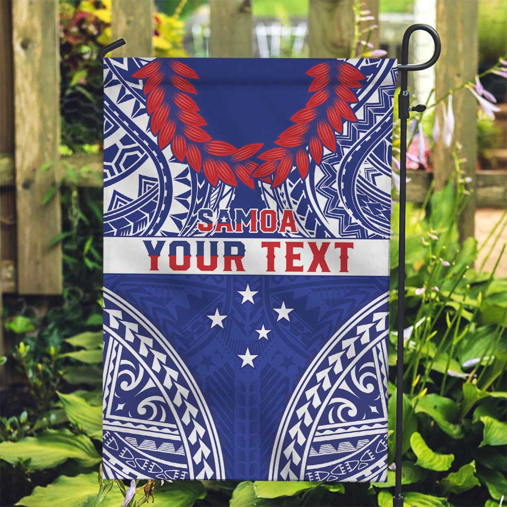 Personalised Toa Samoa Rugby Spirit Garden Flag Blue Samoan Tribal Pattern LT9 Garden Flag Blue - Polynesian Pride