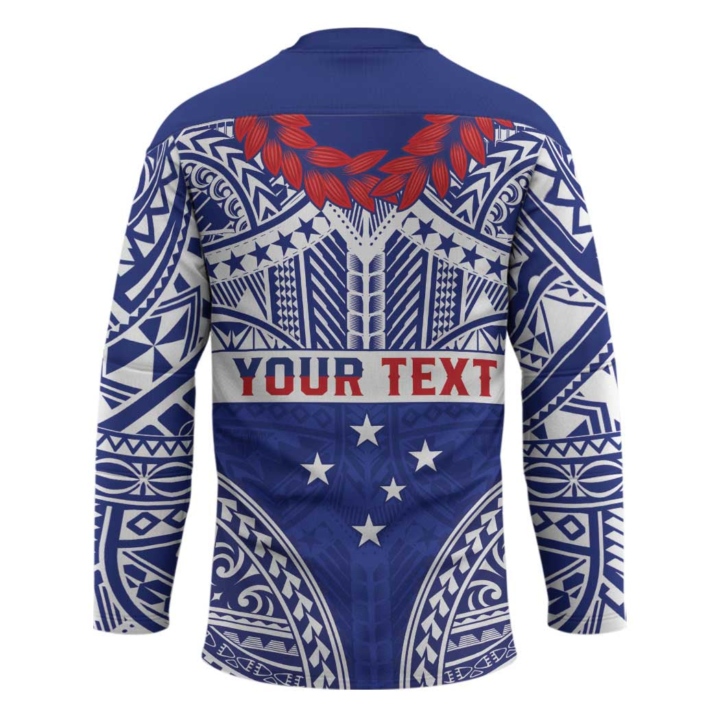 Personalised Toa Samoa Rugby Spirit Hockey Jersey Blue Samoan Tribal Pattern LT9 - Polynesian Pride