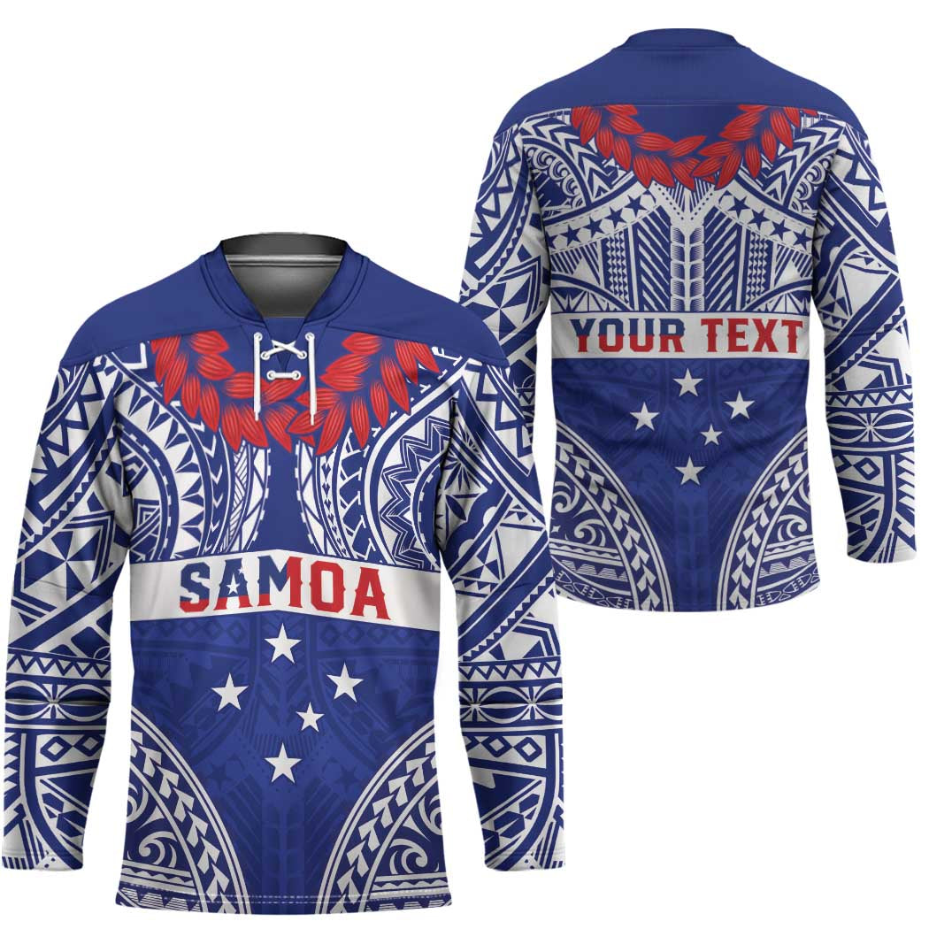 Personalised Toa Samoa Rugby Spirit Hockey Jersey Blue Samoan Tribal Pattern LT9 - Polynesian Pride