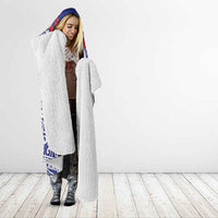 Personalised Toa Samoa Rugby Spirit Hooded Blanket Blue Samoan Tribal Pattern LT9 - Polynesian Pride