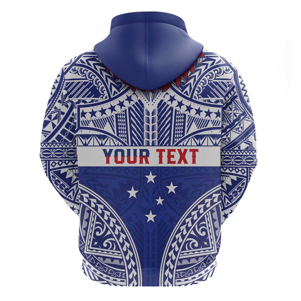 Personalised Toa Samoa Rugby Spirit Hoodie Blue Samoan Tribal Pattern - Polynesian Pride