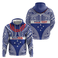 Personalised Toa Samoa Rugby Spirit Hoodie Blue Samoan Tribal Pattern - Polynesian Pride