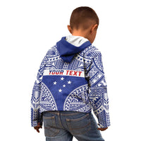 Personalised Toa Samoa Rugby Spirit Kid Hoodie Blue Samoan Tribal Pattern - Polynesian Pride