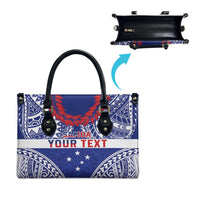 Personalised Toa Samoa Rugby Spirit Leather Bag Blue Samoan Tribal Pattern - Polynesian Pride