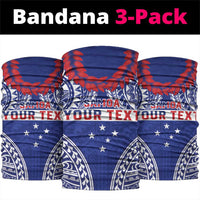 Personalised Toa Samoa Rugby Spirit Neck Gaiter Blue Samoan Tribal Pattern LT9 package One Size: 25*50cm Blue - Polynesian Pride