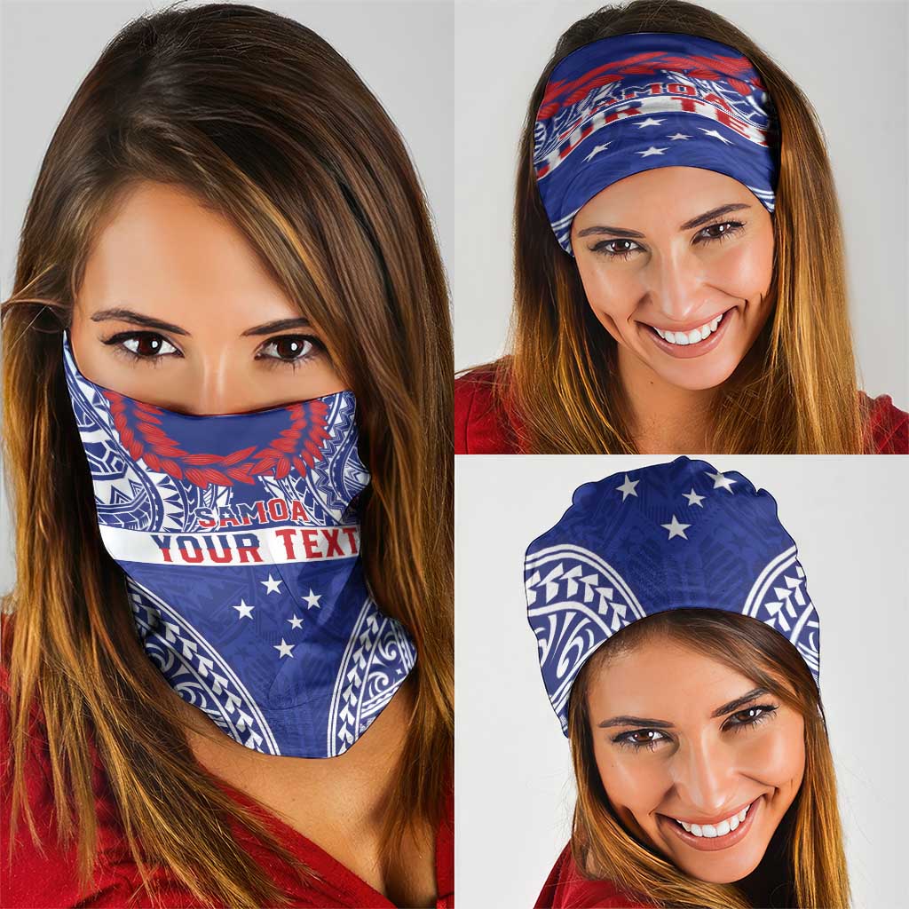 Personalised Toa Samoa Rugby Spirit Neck Gaiter Blue Samoan Tribal Pattern LT9 - Polynesian Pride