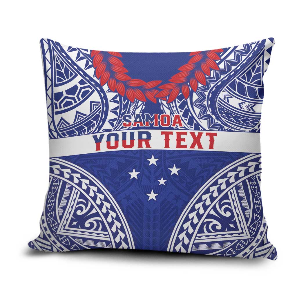 Personalised Toa Samoa Rugby Spirit Pillow Cover Blue Samoan Tribal Pattern LT9 Blue - Polynesian Pride