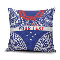 Personalised Toa Samoa Rugby Spirit Pillow Cover Blue Samoan Tribal Pattern LT9 Blue - Polynesian Pride