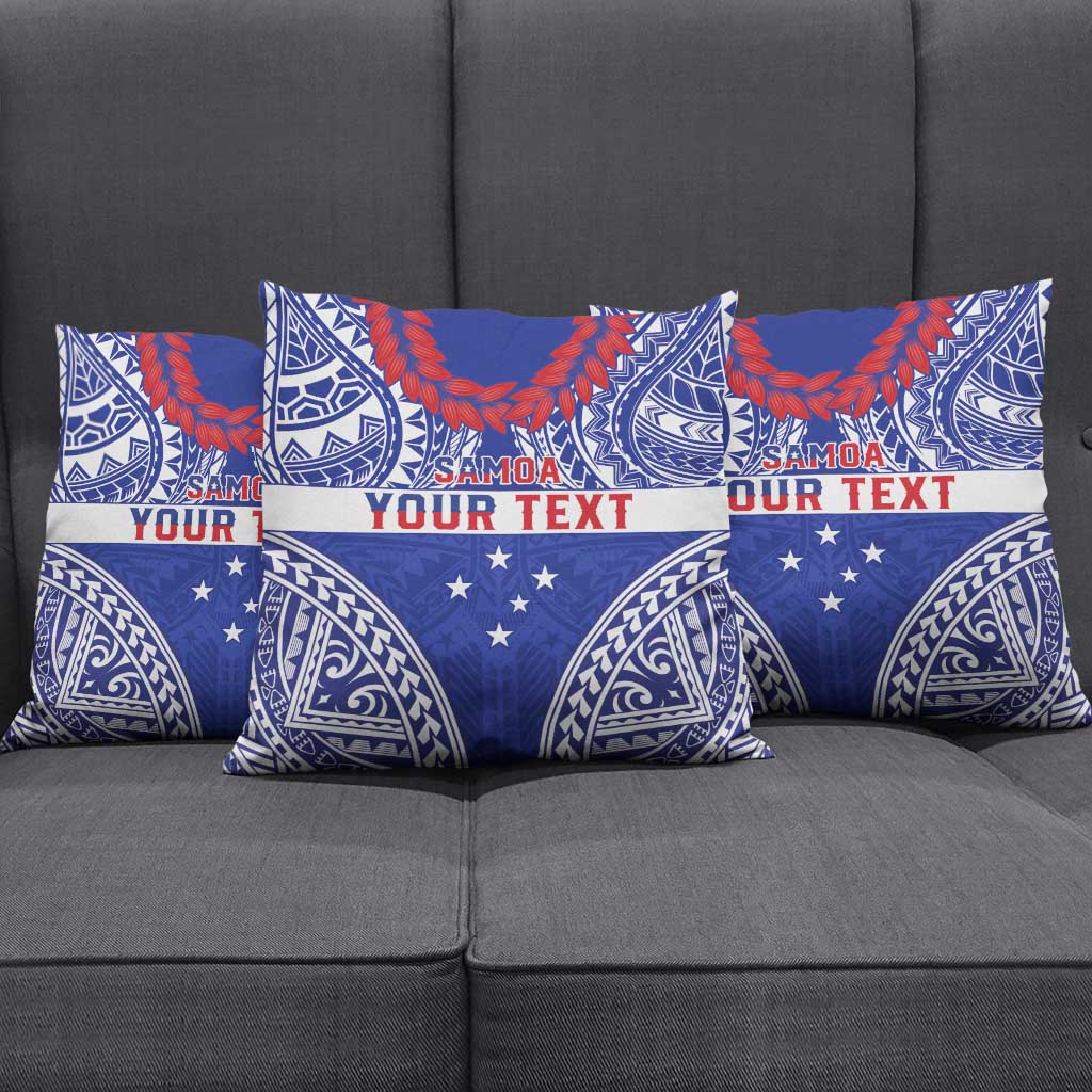 Personalised Toa Samoa Rugby Spirit Pillow Cover Blue Samoan Tribal Pattern LT9 - Polynesian Pride