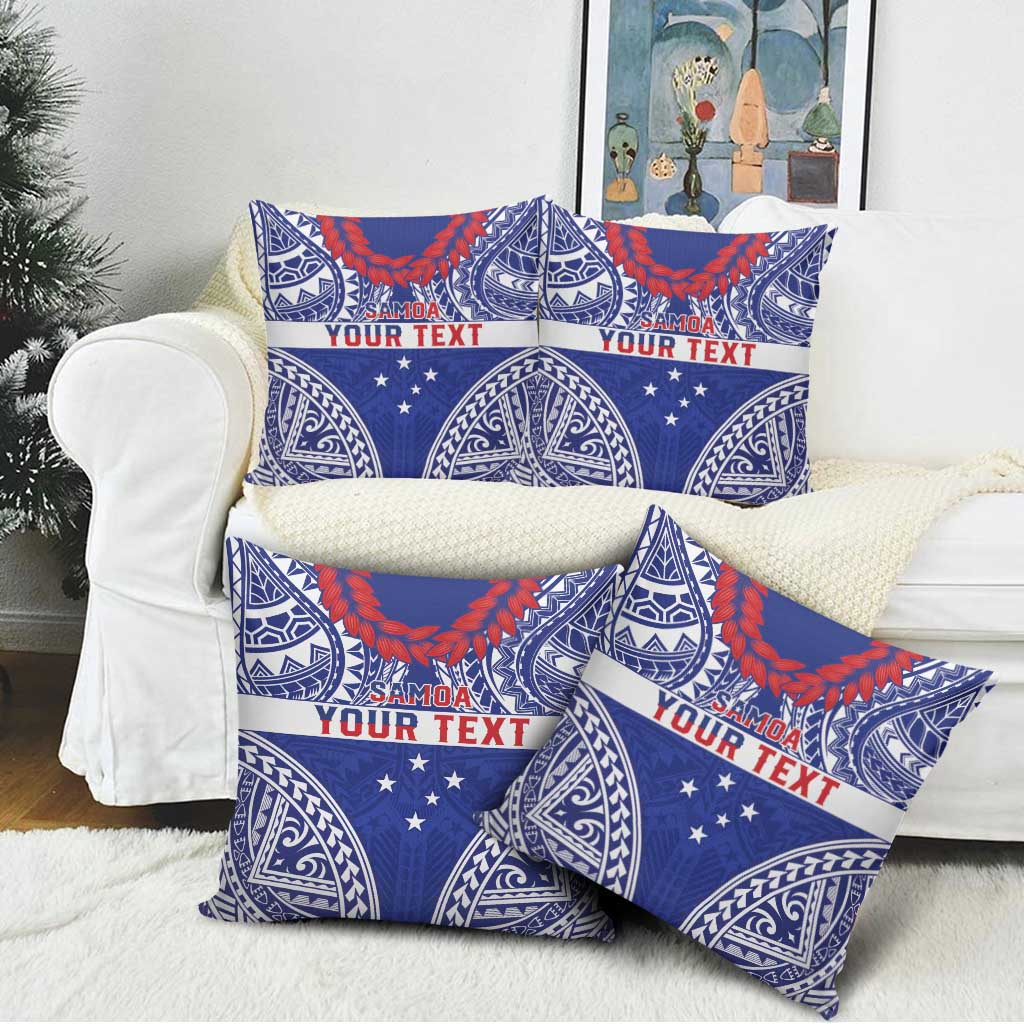 Personalised Toa Samoa Rugby Spirit Pillow Cover Blue Samoan Tribal Pattern LT9 - Polynesian Pride