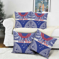 Personalised Toa Samoa Rugby Spirit Pillow Cover Blue Samoan Tribal Pattern LT9 - Polynesian Pride