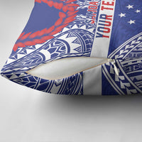 Personalised Toa Samoa Rugby Spirit Pillow Cover Blue Samoan Tribal Pattern LT9 - Polynesian Pride