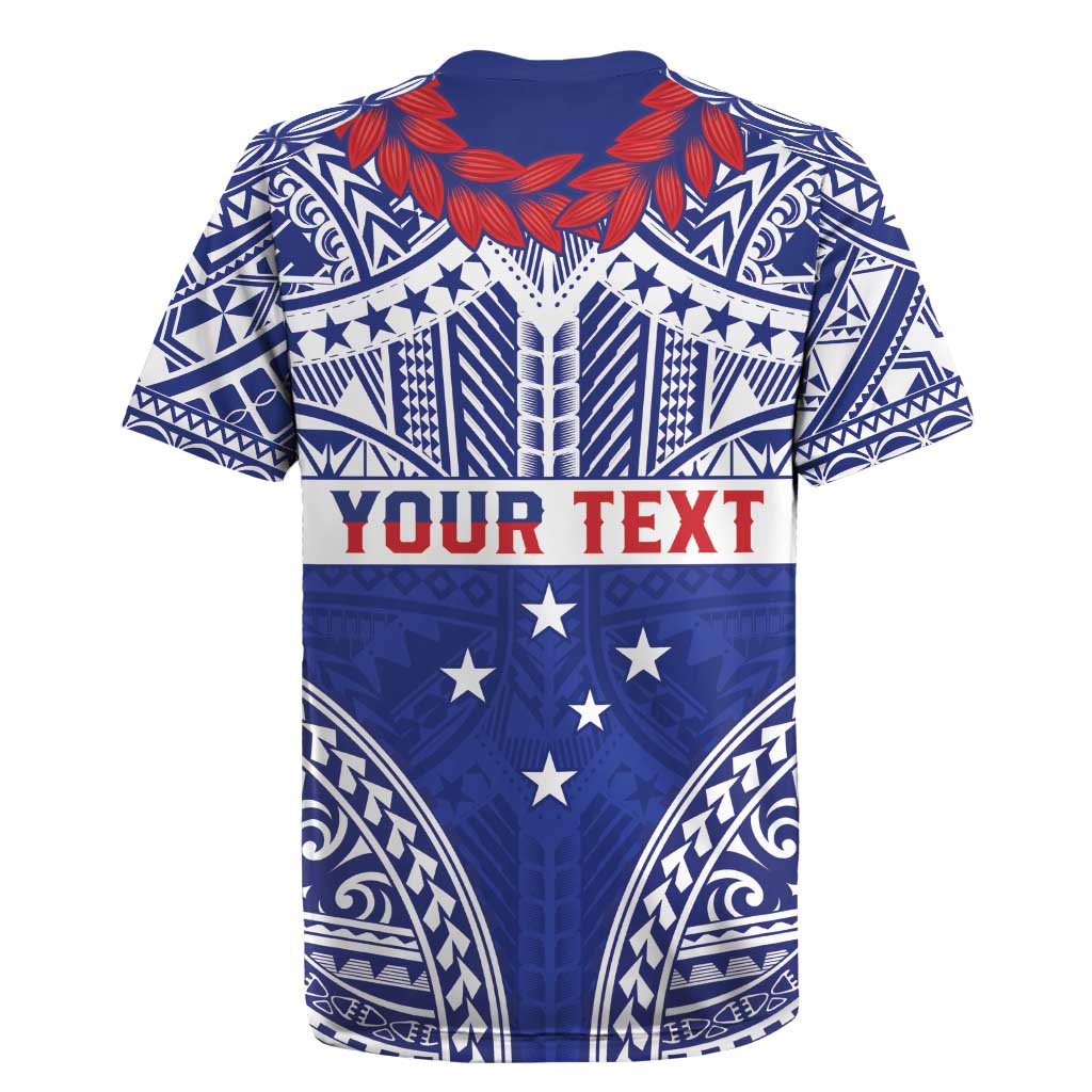 Personalised Toa Samoa Rugby Spirit Rugby Jersey Blue Samoan Tribal Pattern - Polynesian Pride