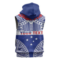 Personalised Toa Samoa Rugby Spirit Sleeveless Zip Hoodie Blue Samoan Tribal Pattern - Polynesian Pride