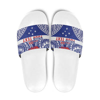 Personalised Toa Samoa Rugby Spirit Slide Sandals Blue Samoan Tribal Pattern LT9 Blue - Polynesian Pride