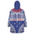 Personalised Toa Samoa Rugby Spirit Wearable Blanket Hoodie Blue Samoan Tribal Pattern - Polynesian Pride