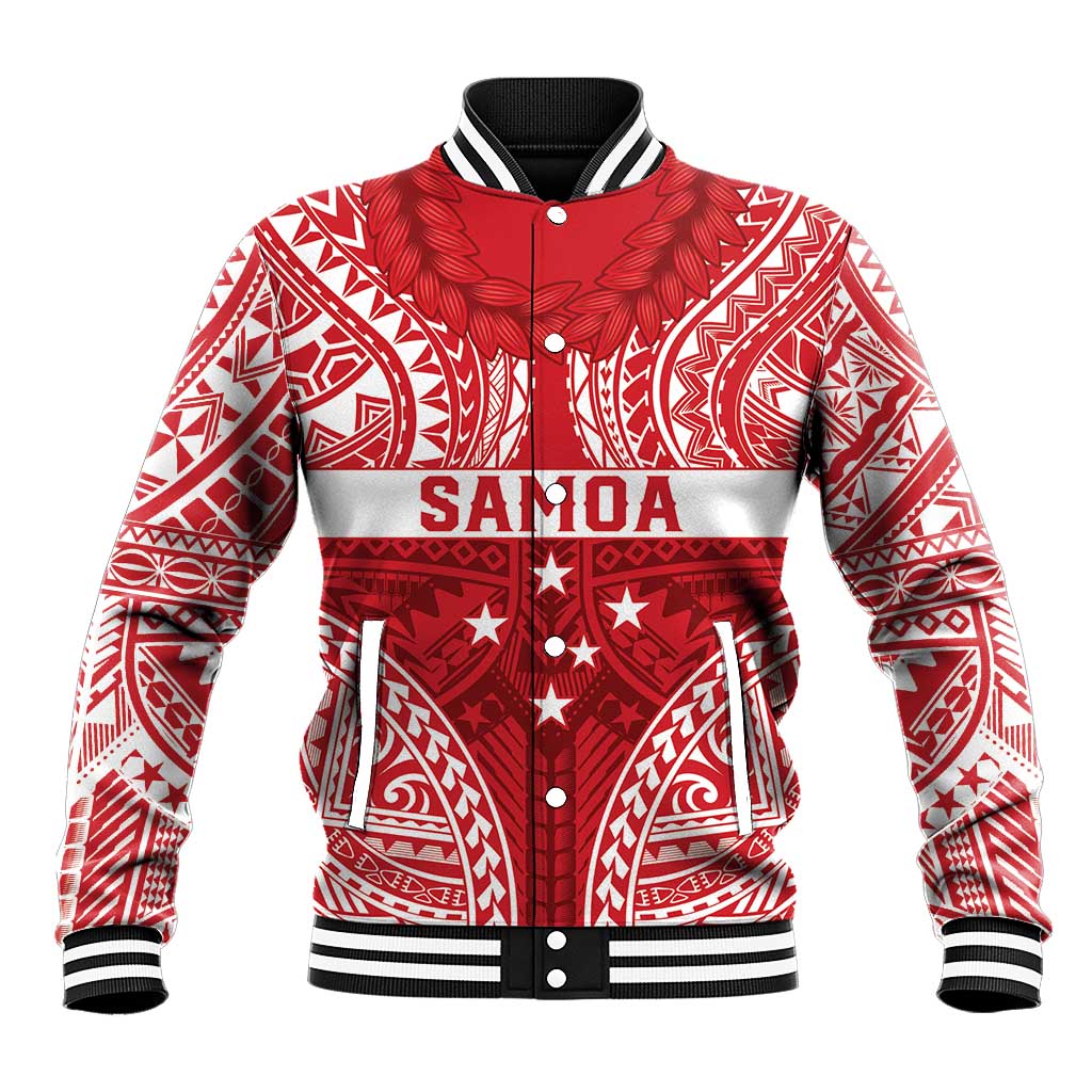 Personalised Toa Samoa Rugby Spirit Baseball Jacket Red Samoan Tribal Pattern - Polynesian Pride