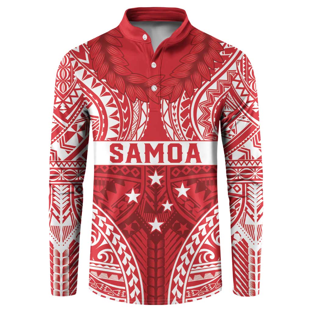 Personalised Toa Samoa Rugby Spirit Button Sweatshirt Red Samoan Tribal Pattern - Polynesian Pride