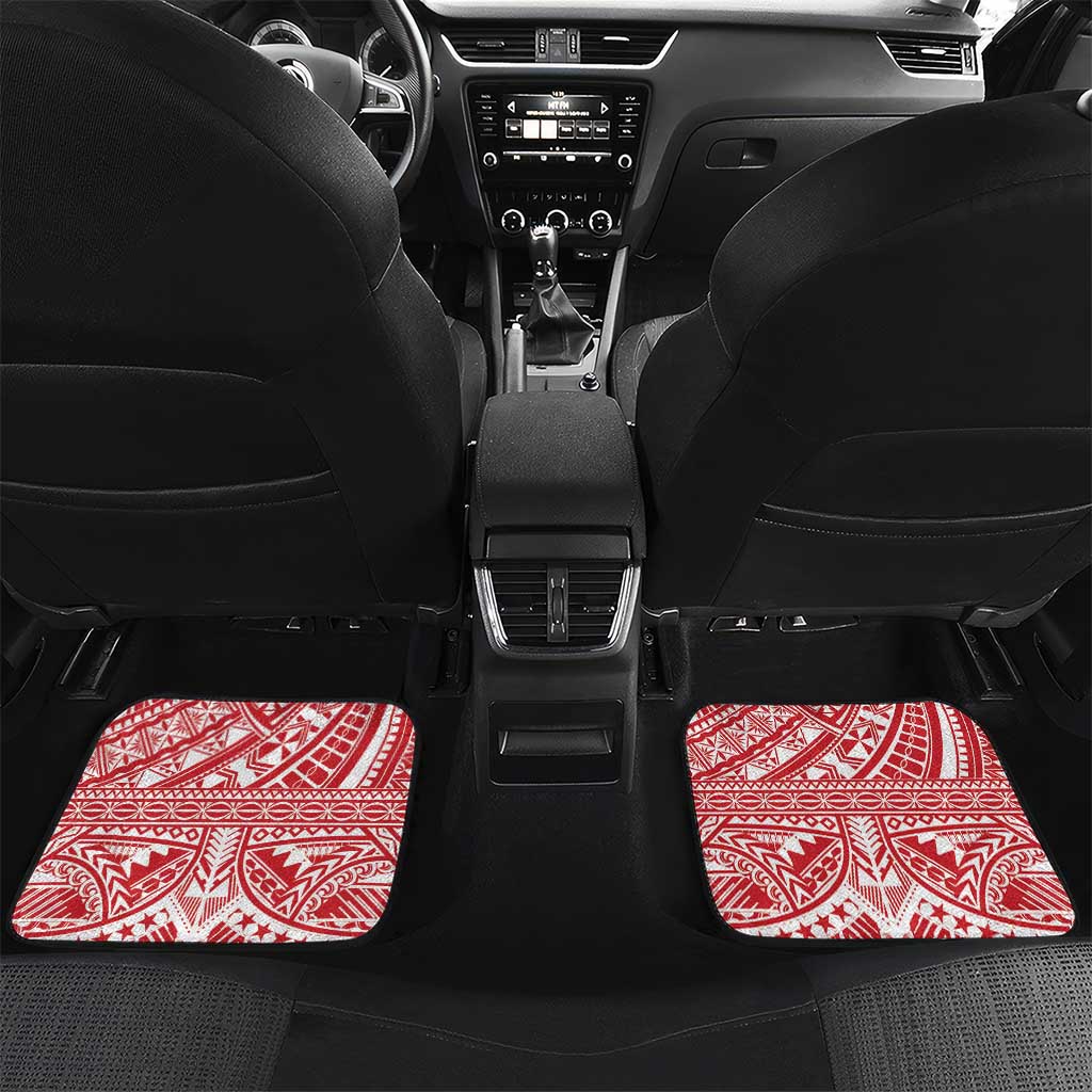 Personalised Toa Samoa Rugby Spirit Car Mats Red Samoan Tribal Pattern - Polynesian Pride