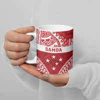 Personalised Toa Samoa Rugby Spirit Ceramic Mug Red Samoan Tribal Pattern - Polynesian Pride