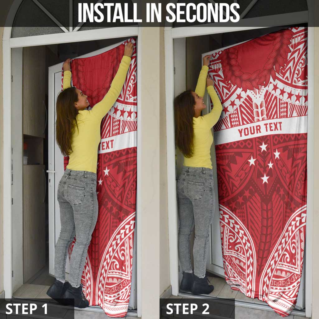 Personalised Toa Samoa Rugby Spirit Door Cover Red Samoan Tribal Pattern - Polynesian Pride