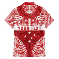 Personalised Toa Samoa Rugby Spirit Family Matching Long Sleeve Bodycon Dress and Hawaiian Shirt Red Samoan Tribal Pattern - Polynesian Pride