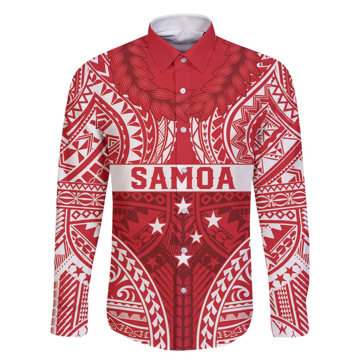 Personalised Toa Samoa Rugby Spirit Family Matching Off The Shoulder Long Sleeve Dress and Hawaiian Shirt Red Samoan Tribal Pattern - Polynesian Pride