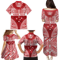 Personalised Toa Samoa Rugby Spirit Family Matching Puletasi and Hawaiian Shirt Red Samoan Tribal Pattern - Polynesian Pride