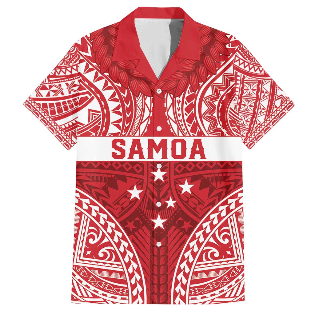 Personalised Toa Samoa Rugby Spirit Family Matching Summer Maxi Dress and Hawaiian Shirt Red Samoan Tribal Pattern - Polynesian Pride