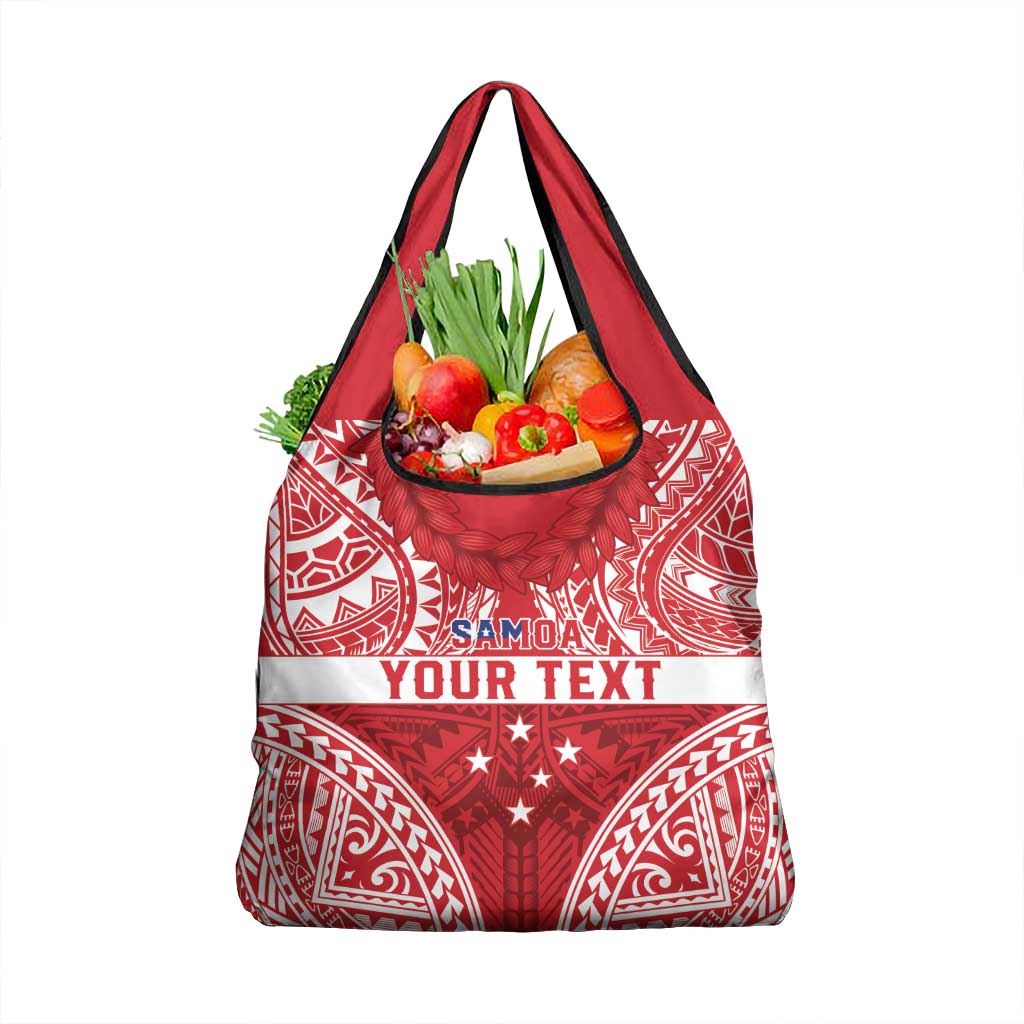 Personalised Toa Samoa Rugby Spirit Grocery Bag Red Samoan Tribal Pattern - Polynesian Pride