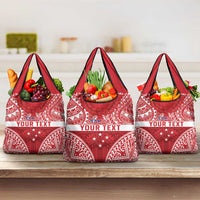 Personalised Toa Samoa Rugby Spirit Grocery Bag Red Samoan Tribal Pattern - Polynesian Pride